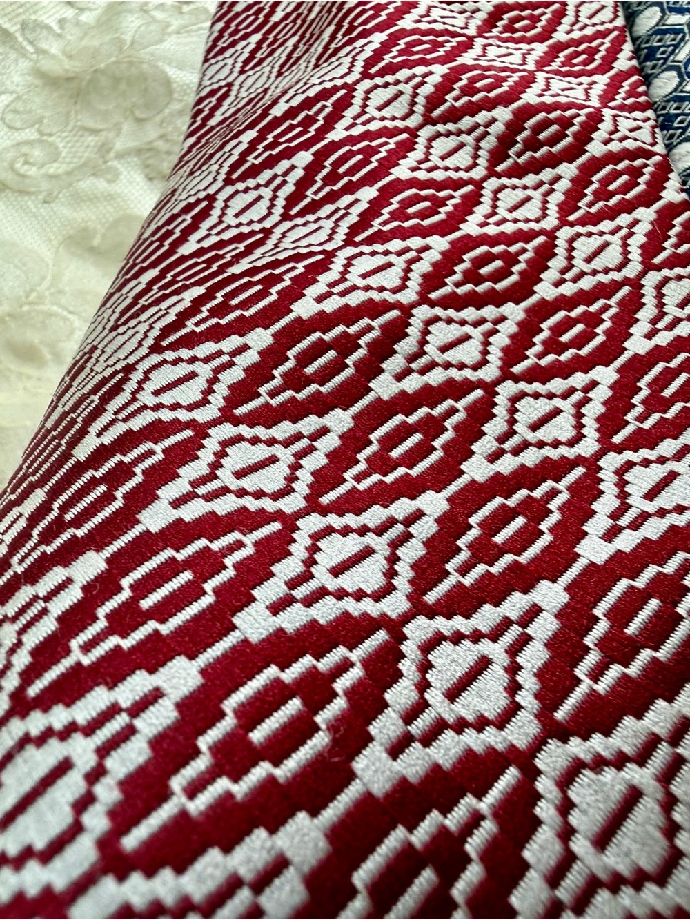 Vint Curated Geometric Necktie Trio in Red, Navy & White Wembley Resilio 1970 - Picture 5 of 11